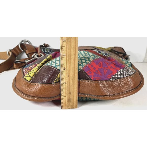 Fossil Slim Leather and Fabric Patchwork Crossbody Shoulder Bag - Picture 13 of 15